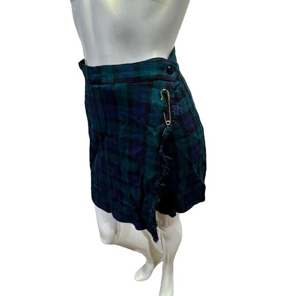 Vintage 1980s Stefano International Blue & Green Plaid Wrap Skort - Size 10 - Picture 13 of 16